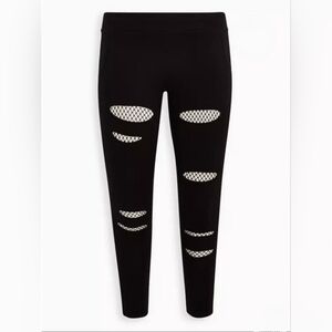 108 Torrid 3 3X Black Leggings with Mesh Fishnet Accents